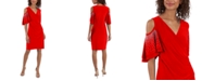 MSK Embellished-Sleeve Cold-Shoulder Sheath Dress